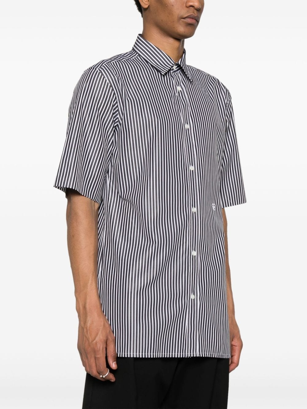 embroidered-logo striped shirt - 3