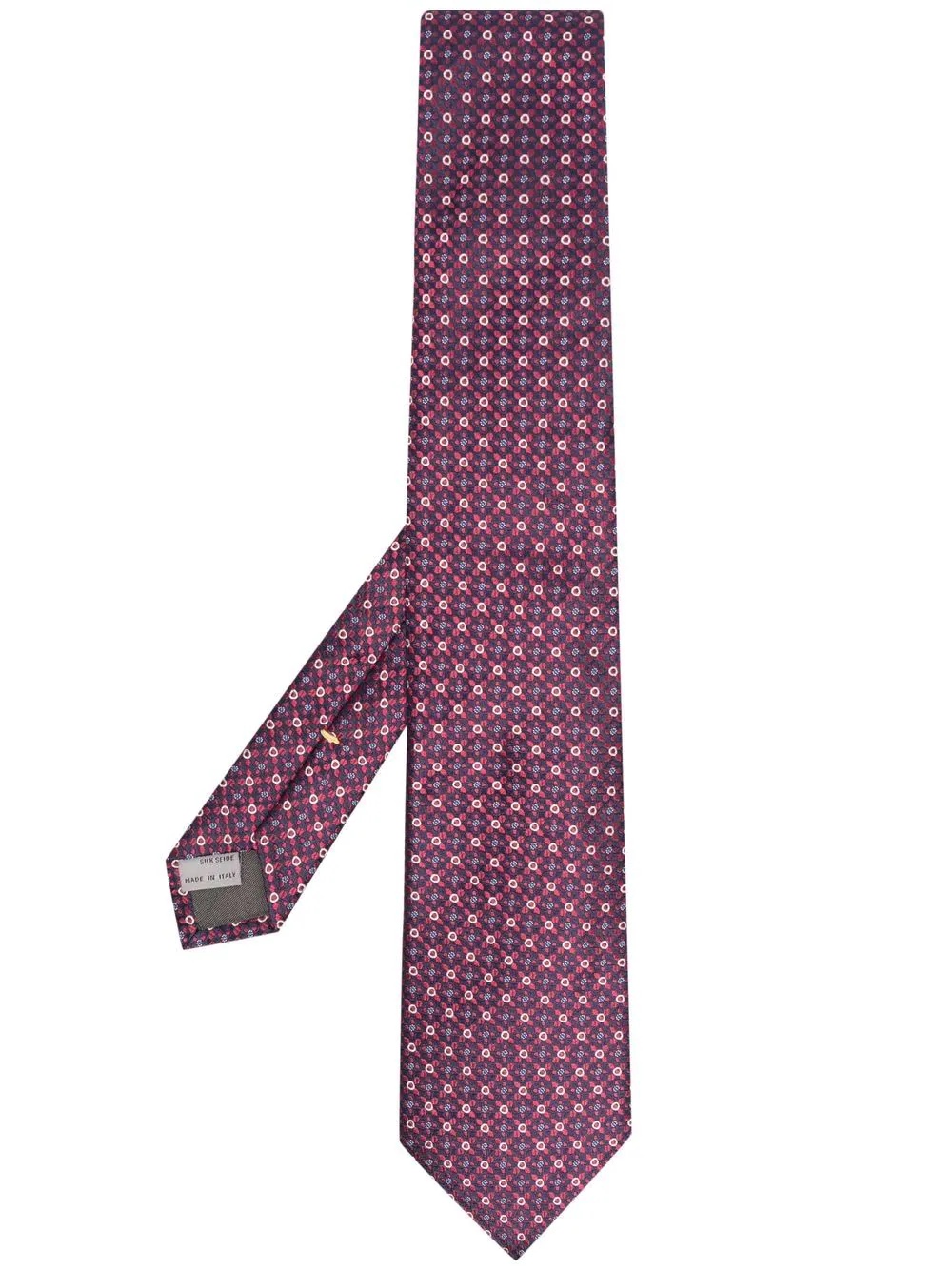 geometric-pattern silk tie - 1