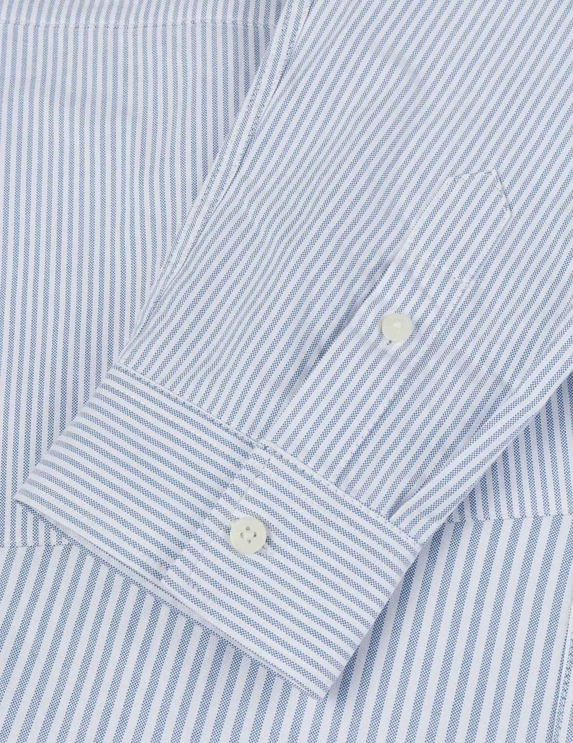 Deconstructed Seagull Embroidery Relax Fit Striped Shirt - 11
