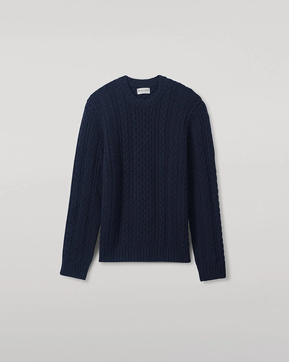 Aran Cable Navy Cashmere Jumper - 1