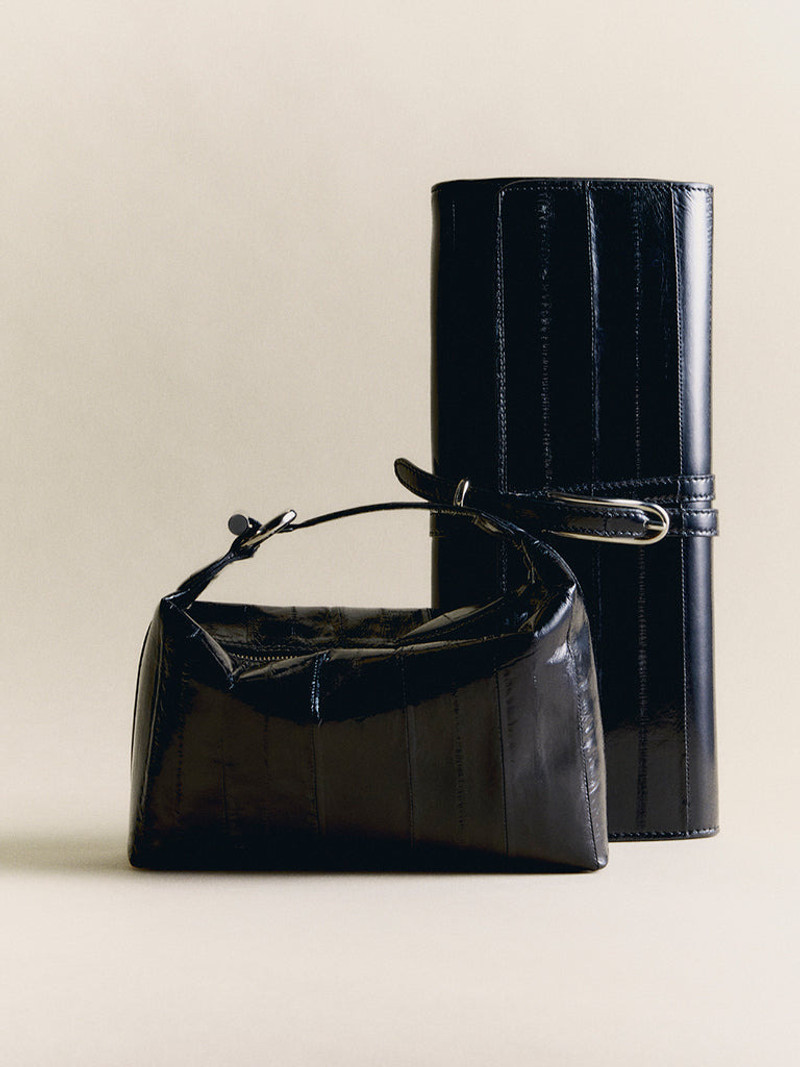 BELTED CLUTCH BLACK EEL 3