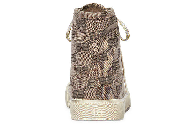 (WMNS) Balenciaga Paris High Top Sneakers 'Tan BB Monogram Cotton and White Rubber' 688756W3RQ12298 - 5