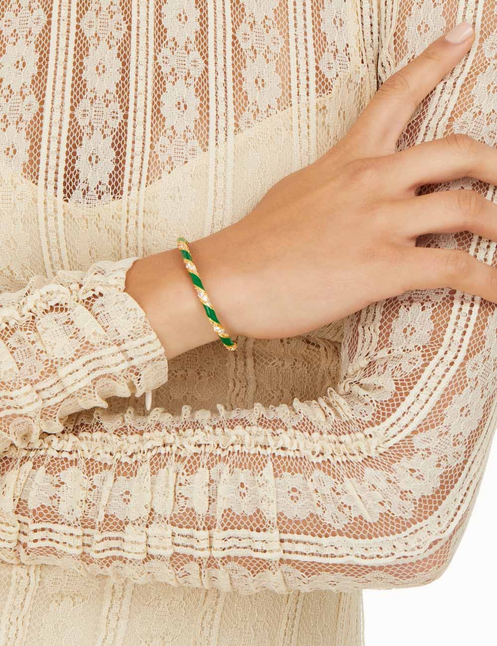 CANDY STRIPE PAVE CUFF - 2