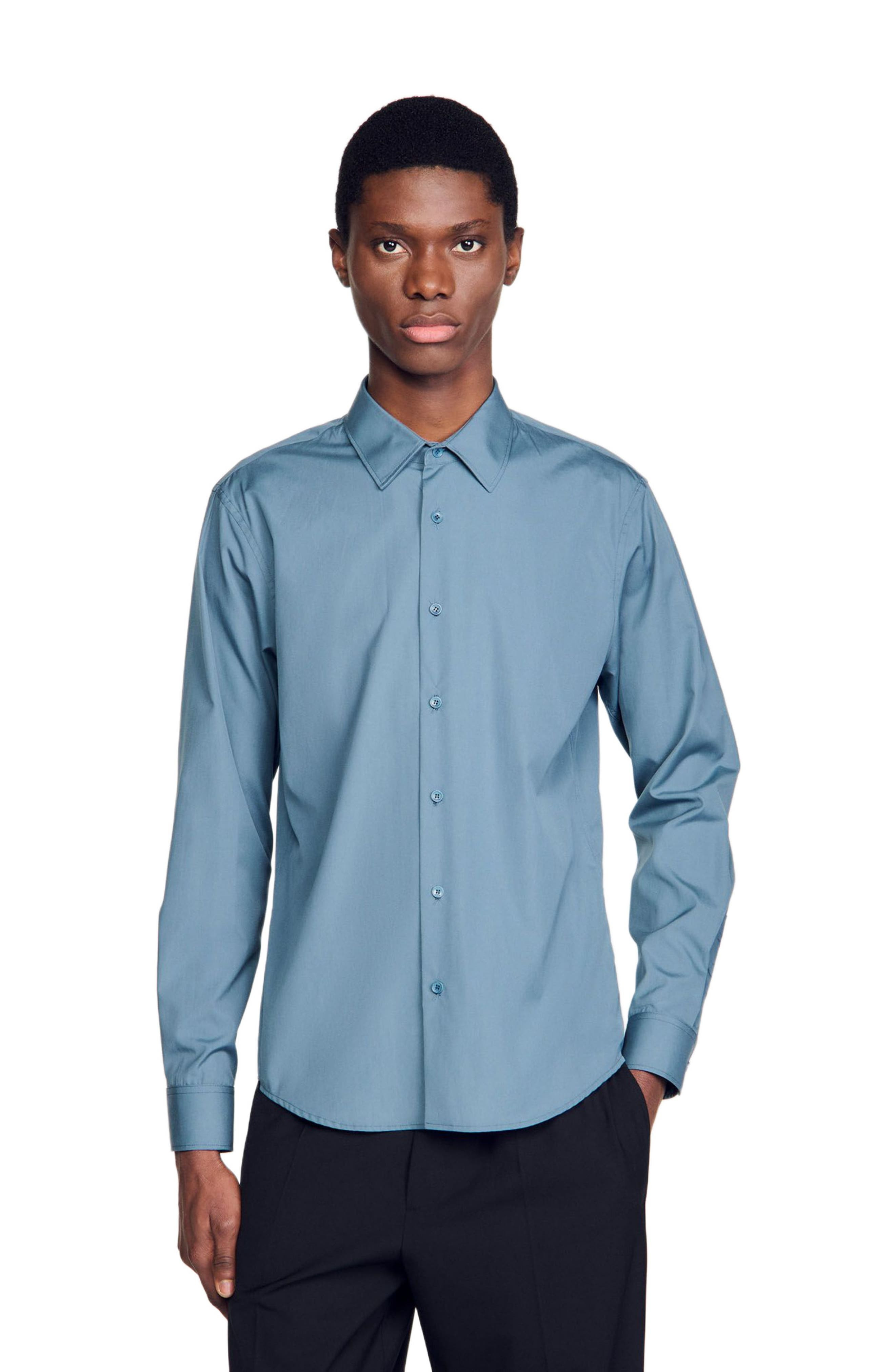 SANDRO Plain shirt in Thunderstorm Blue at Nordstrom - 1