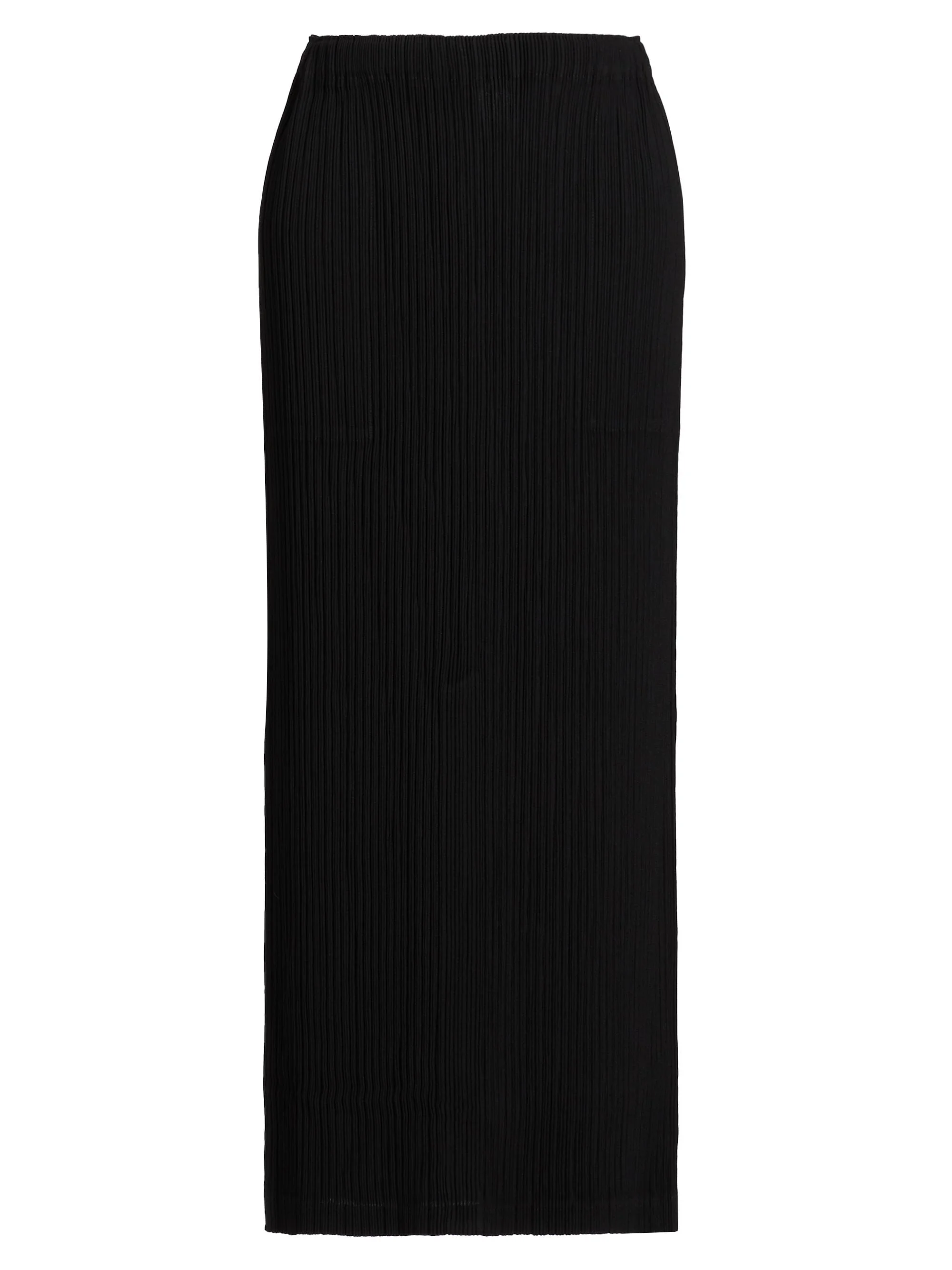 Women's Hatching Pleats Midi-Skirt - Black - 1