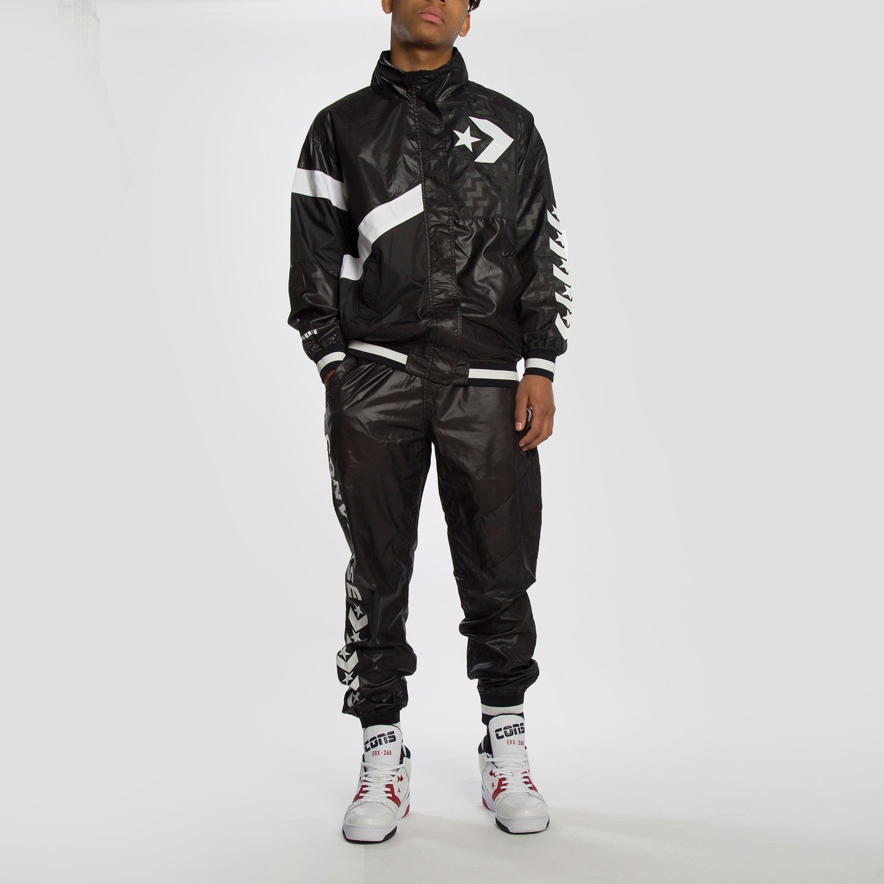 (WMNS) Converse Casual Sports Logo Hooded Jacket Black 10017653-A01 - 7