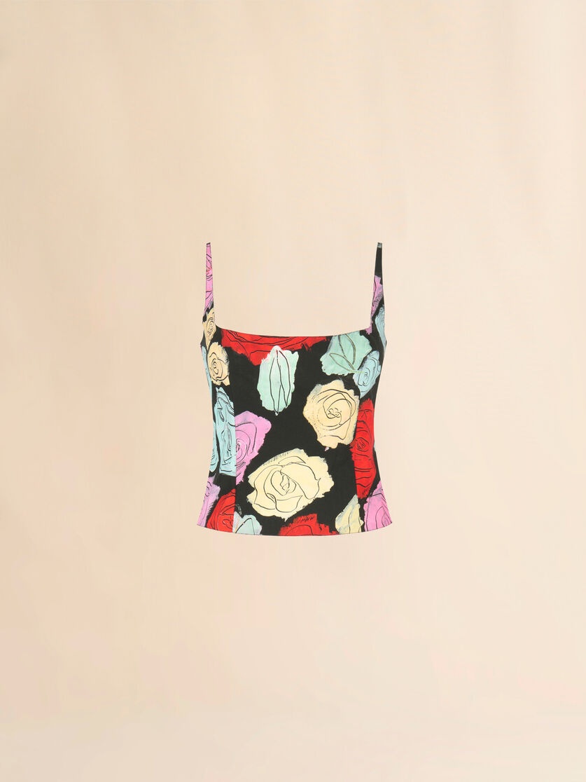 BLACK POPLIN SCULPTED TOP WITH ORION PRINT - 1