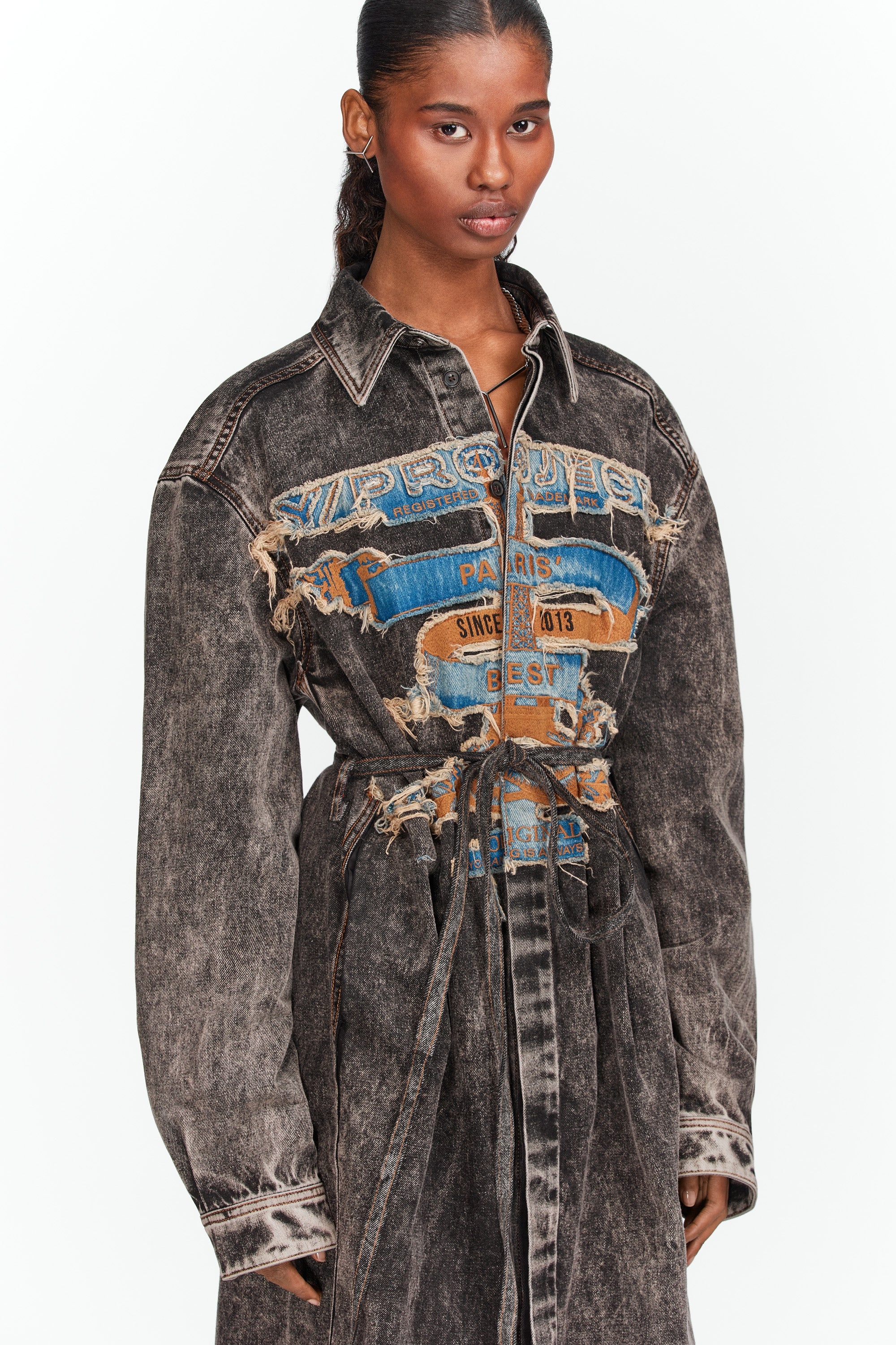 Paris' Best Patch Denim Shirt Dress - 3