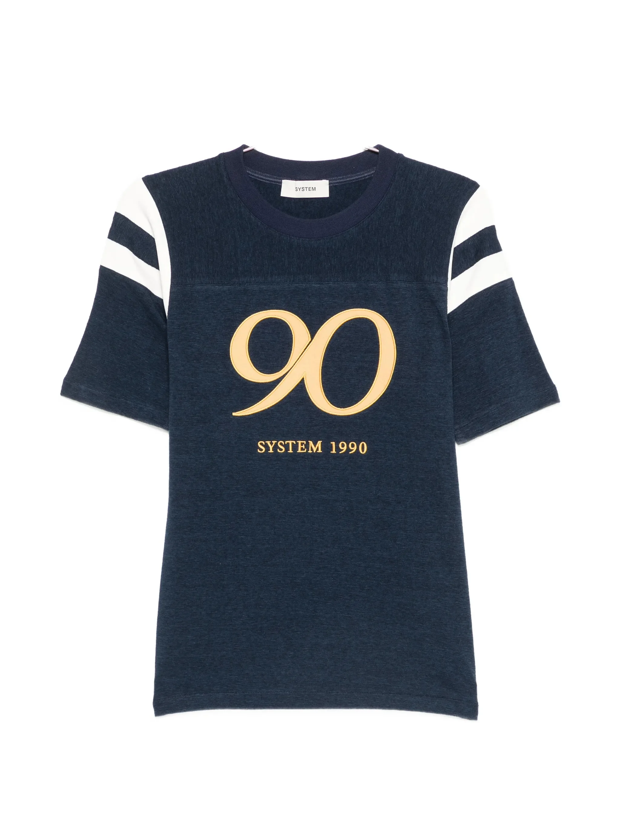 System Logo-print Striped-sleeve T-shirt - 1