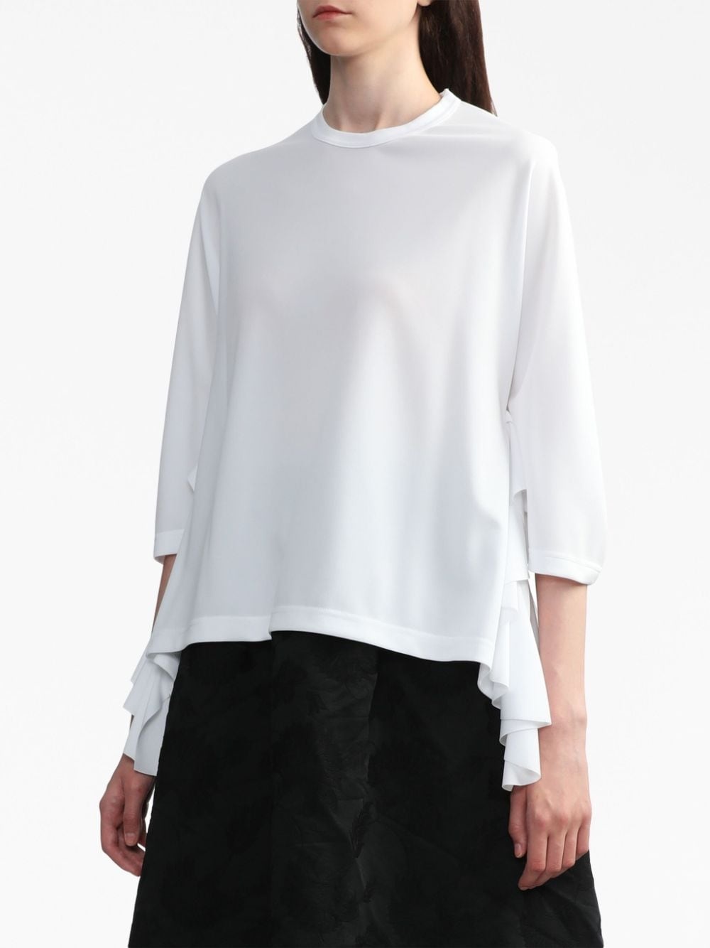 draped-detail crew-neck blouse - 3