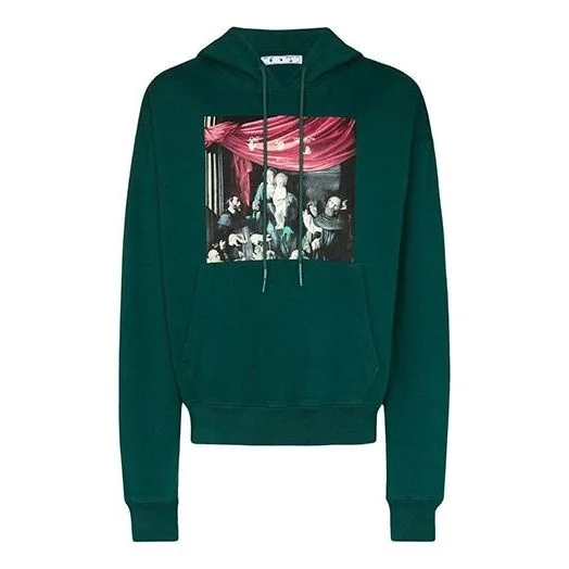 Off-White FW20 Caravaggio Loose Hooded Pullover Men Green OMBB037E20FLE0035710 - 1