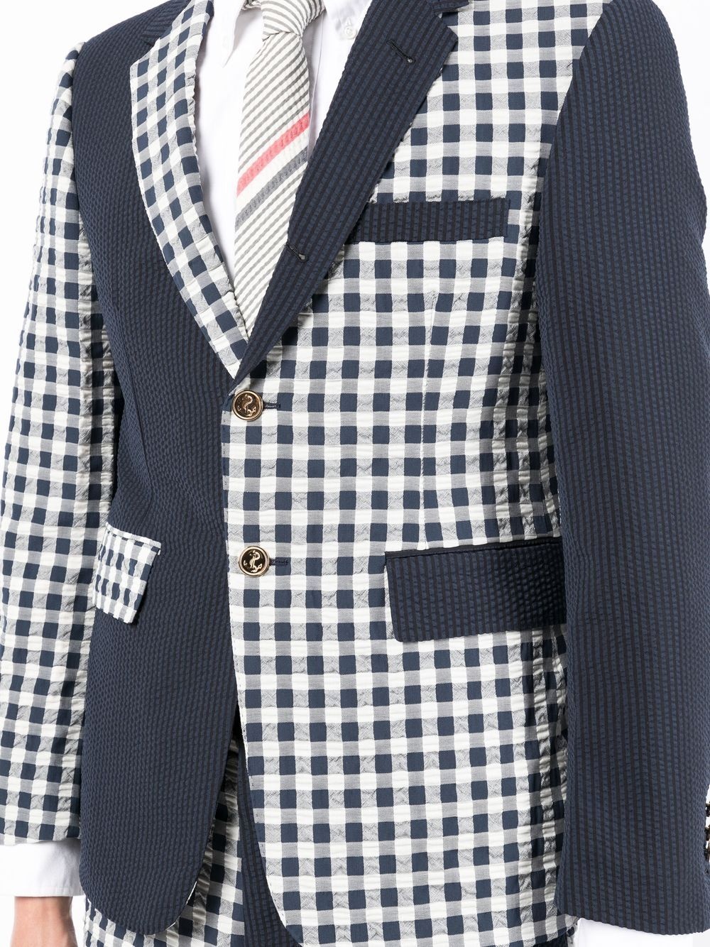 gingham-check blazer - 5