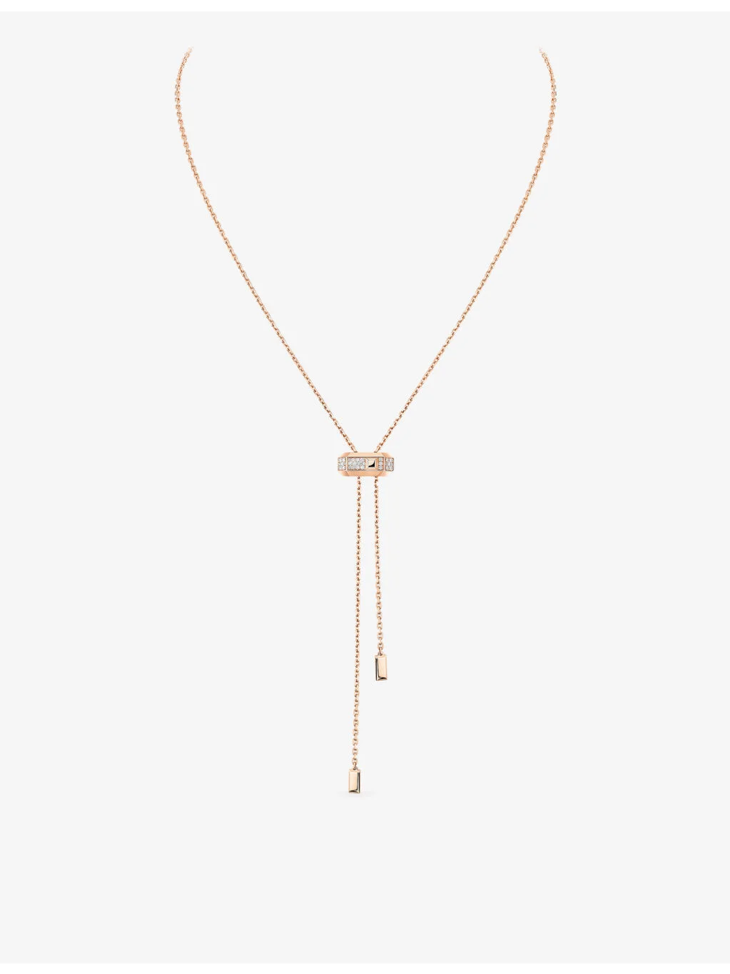 Moderniste Pave Tie 18ct Gold And 0.10ct Diamond Necklace - 1