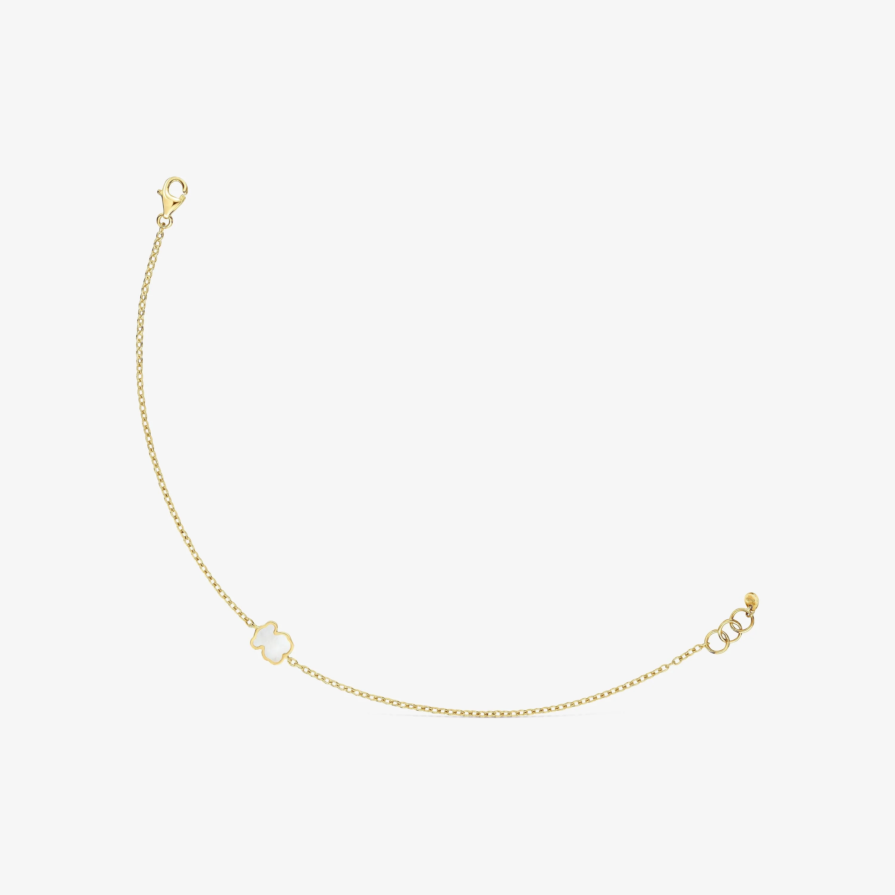 14K solid gold Chain bracelet with mother-of-pearl XXS - 1