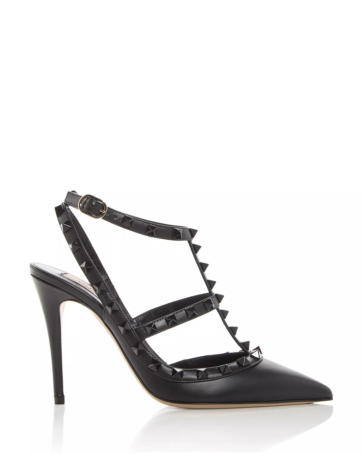 Women's Rockstud Cage Leather Pumps with Studs - 3