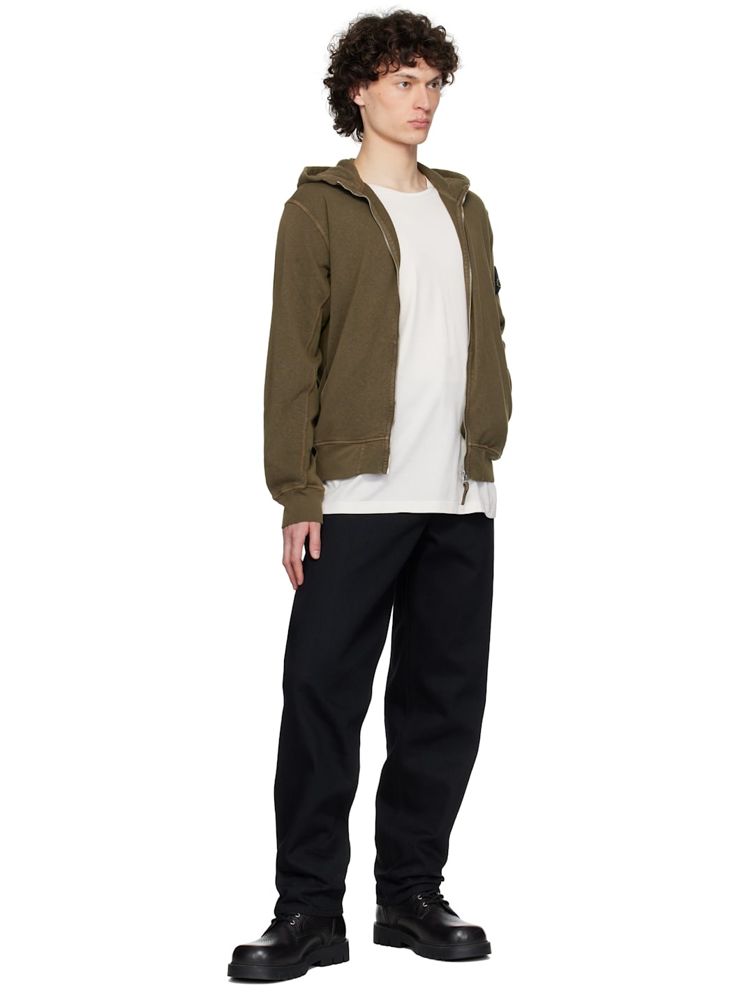 Khaki Malfilé Fleece Old Effect Hoodie - 5