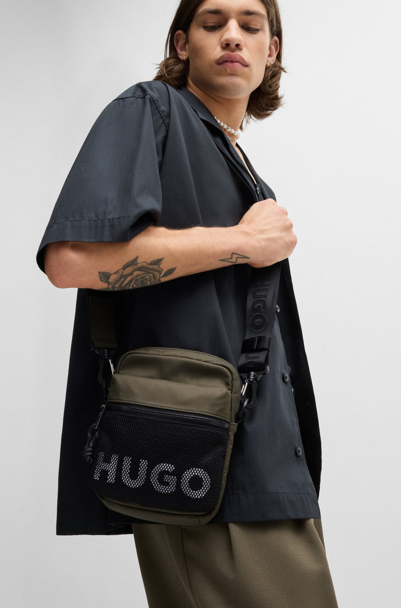 HUGO REPORTER BAG WITH CONTRAST LOGO AND MESH OVERLAY outlook