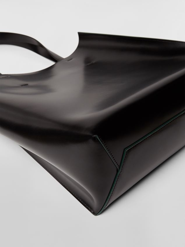 MUSEO SHOPPING BAG IN SMOOTH SHINY BLACK CALFSKIN LEATHER - 5