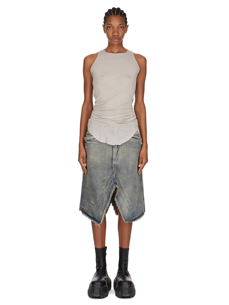 Rick Owens frayed-panelled denim skirt outlook