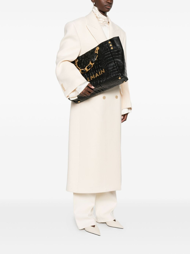 Balmain chain embossed leather tote bag outlook