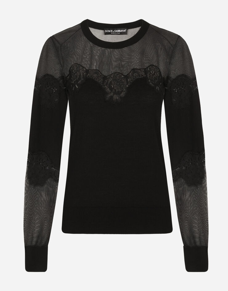 Cashmere, tulle and silk sweater with lace - 3