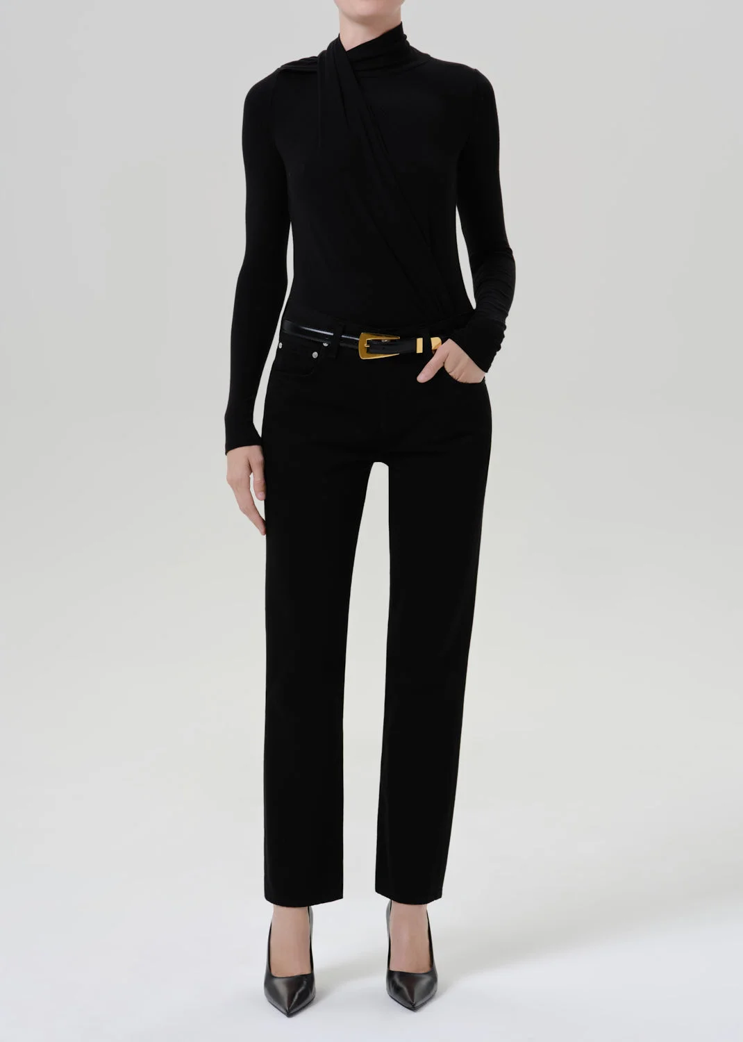 Sculptural Bodysuit In Black - 1