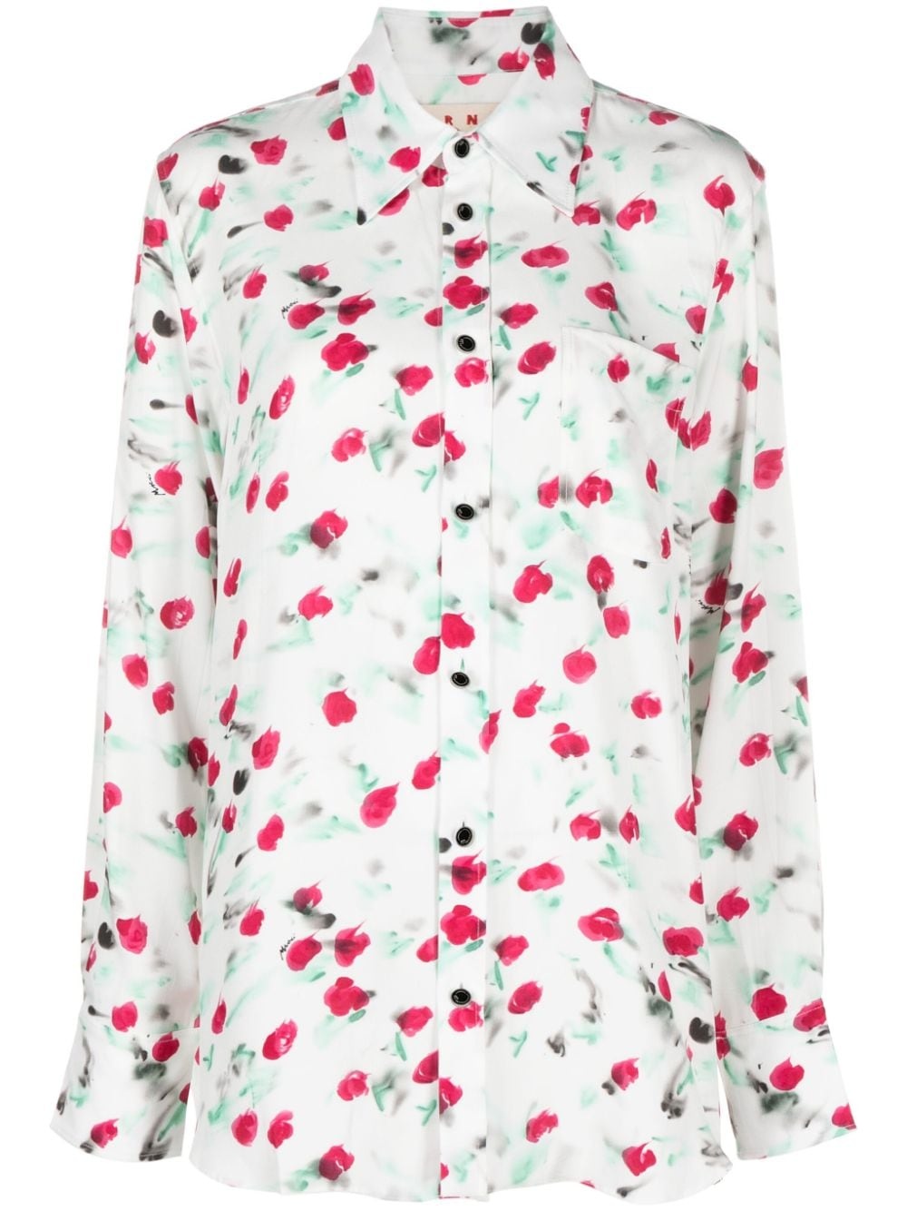 logo-buttons floral-print shirt - 1