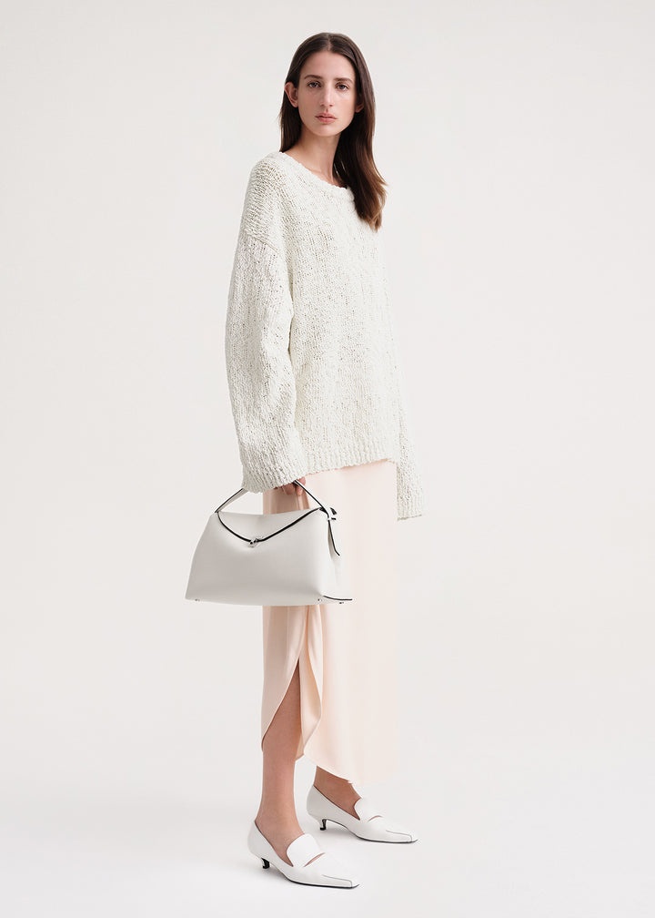 Textured cotton knit bright cream - 3