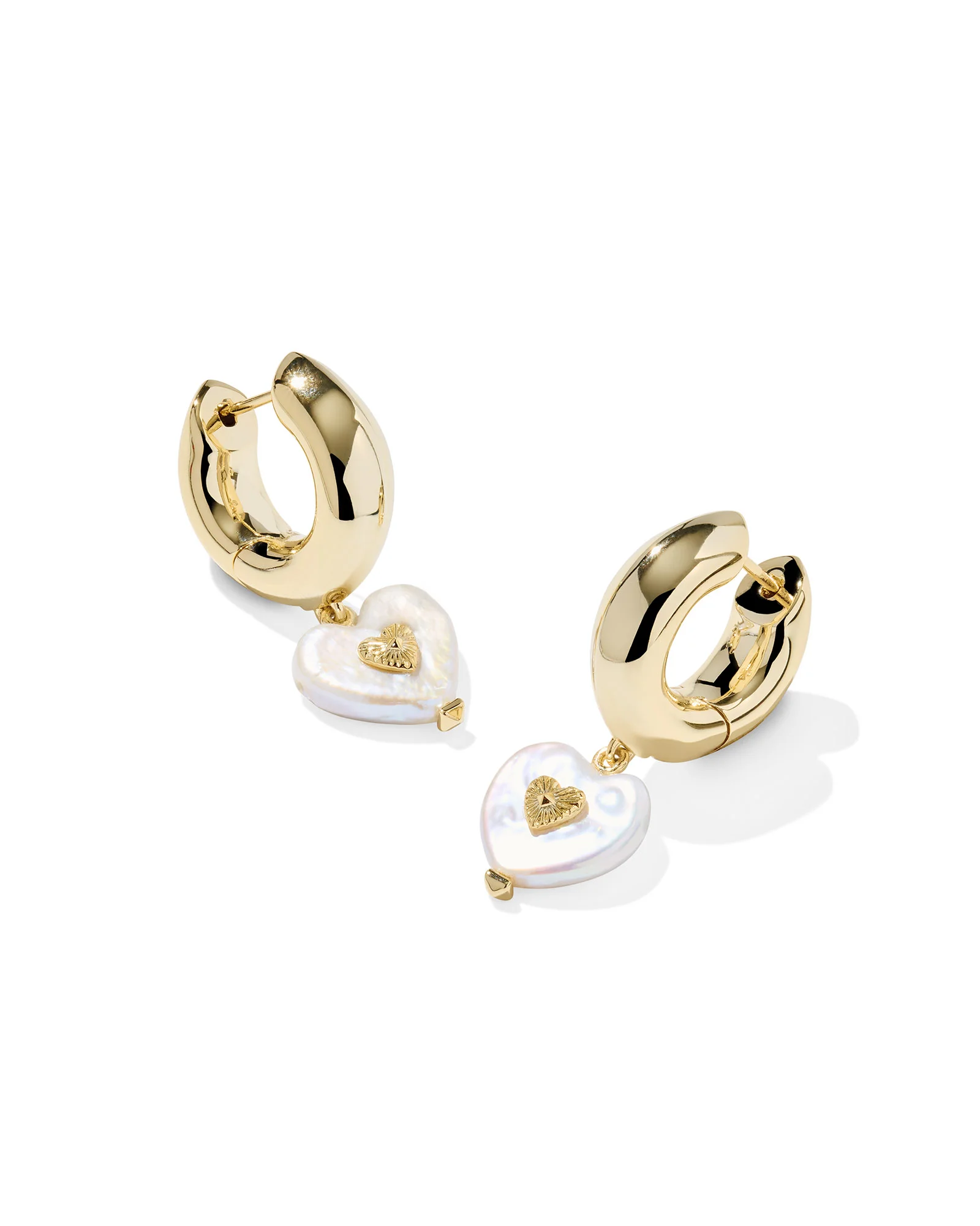 Sasha Heart Gold Huggie Earrings - 1