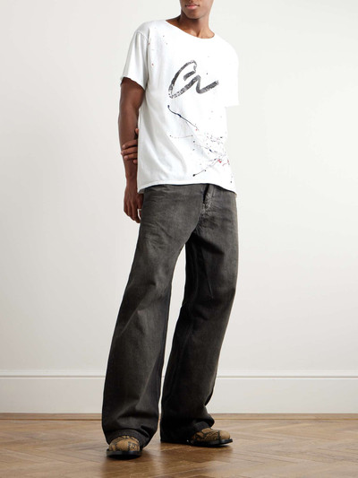 Greg Lauren Paint-Splattered Printed Cotton-Jersey T-Shirt outlook