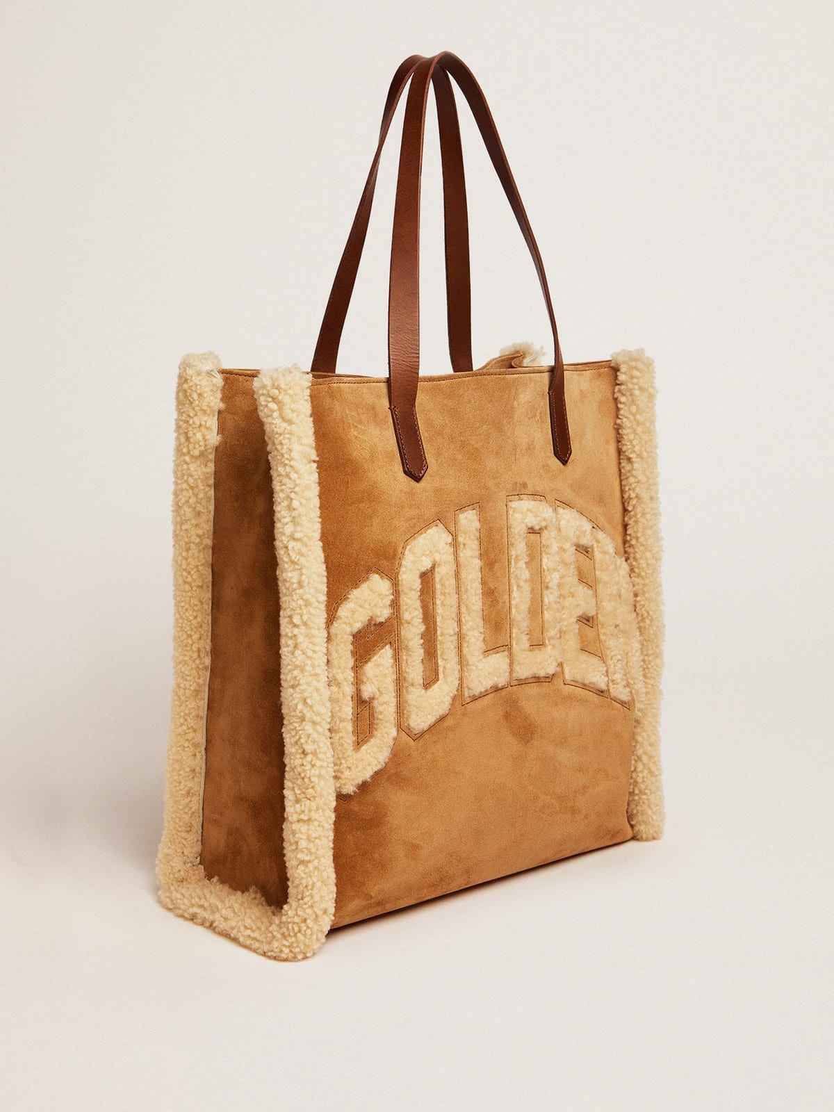 North-South California Bag in suede leather with shearling - 4