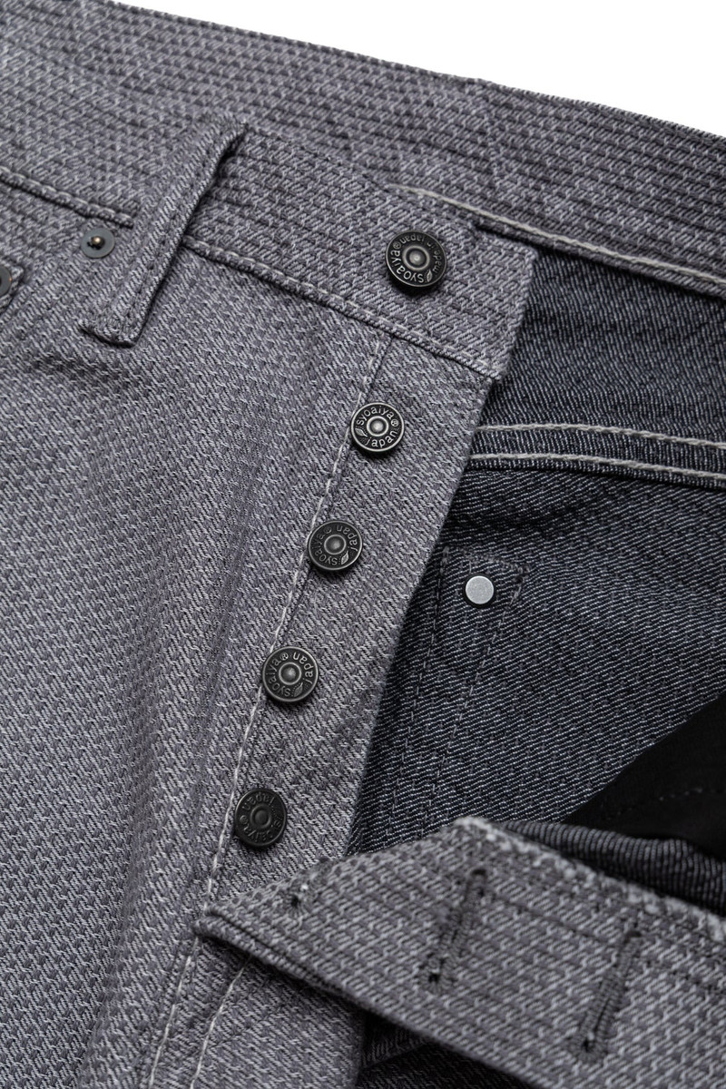 1178-GRY 12oz Sashiko 5P Pants Regular Fit - Heather Grey x Black 9