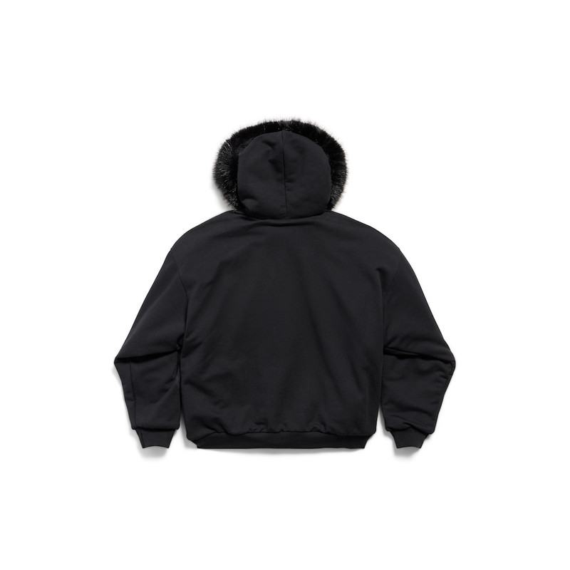 Women's Fluffy Zip-up Hoodie in Washed Black 7