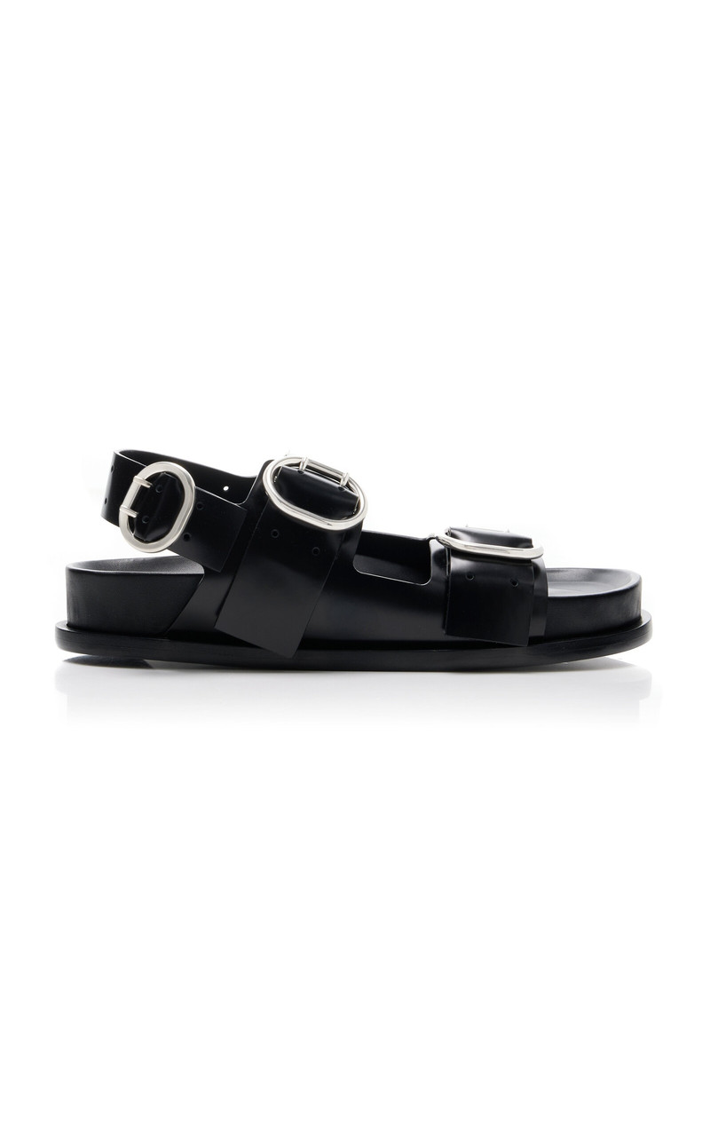 Buckle-Detailed Leather Sandals black - 1