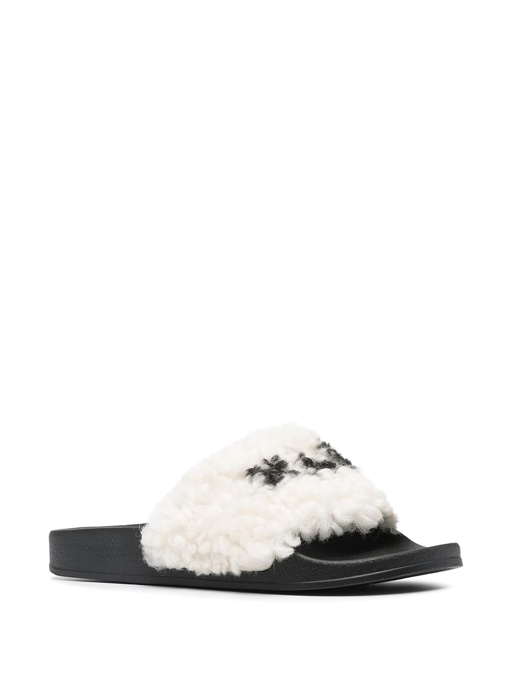 logo-print shearling slides - 2