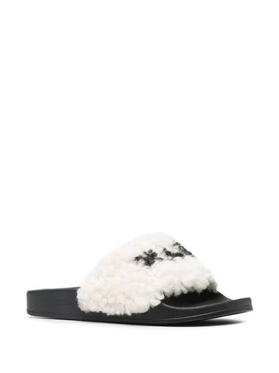 Marni logo-print shearling slides outlook