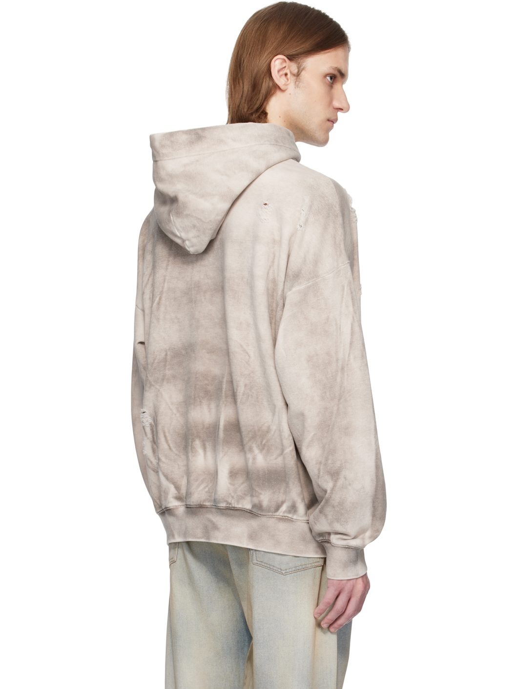 Gray Sandwashed Ripped Hoodie - 3