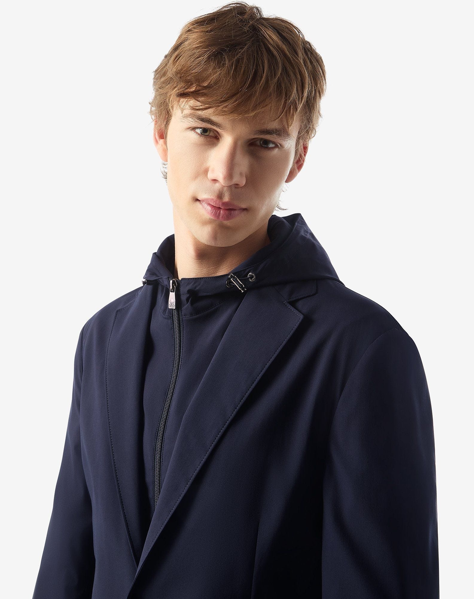 Dark blue technical wool fabric jacket - 4