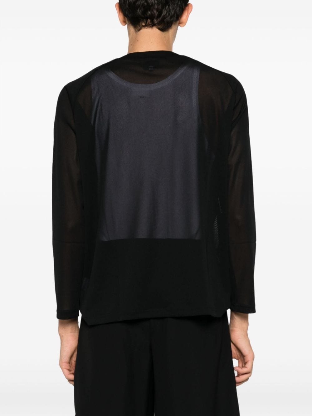 logo-embroidered sheer cardigan - 4
