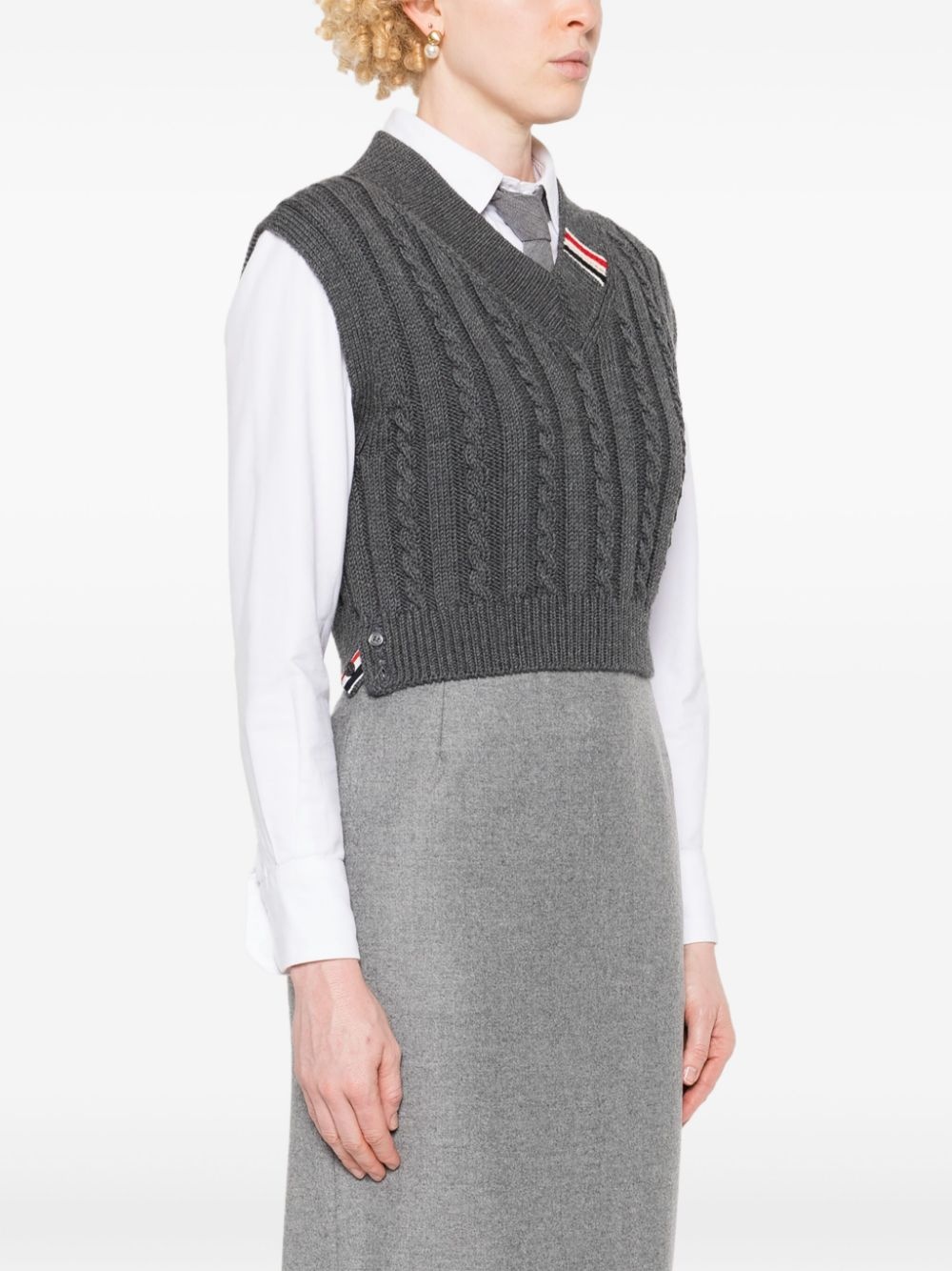 RWB-stripe cable-knit vest - 3