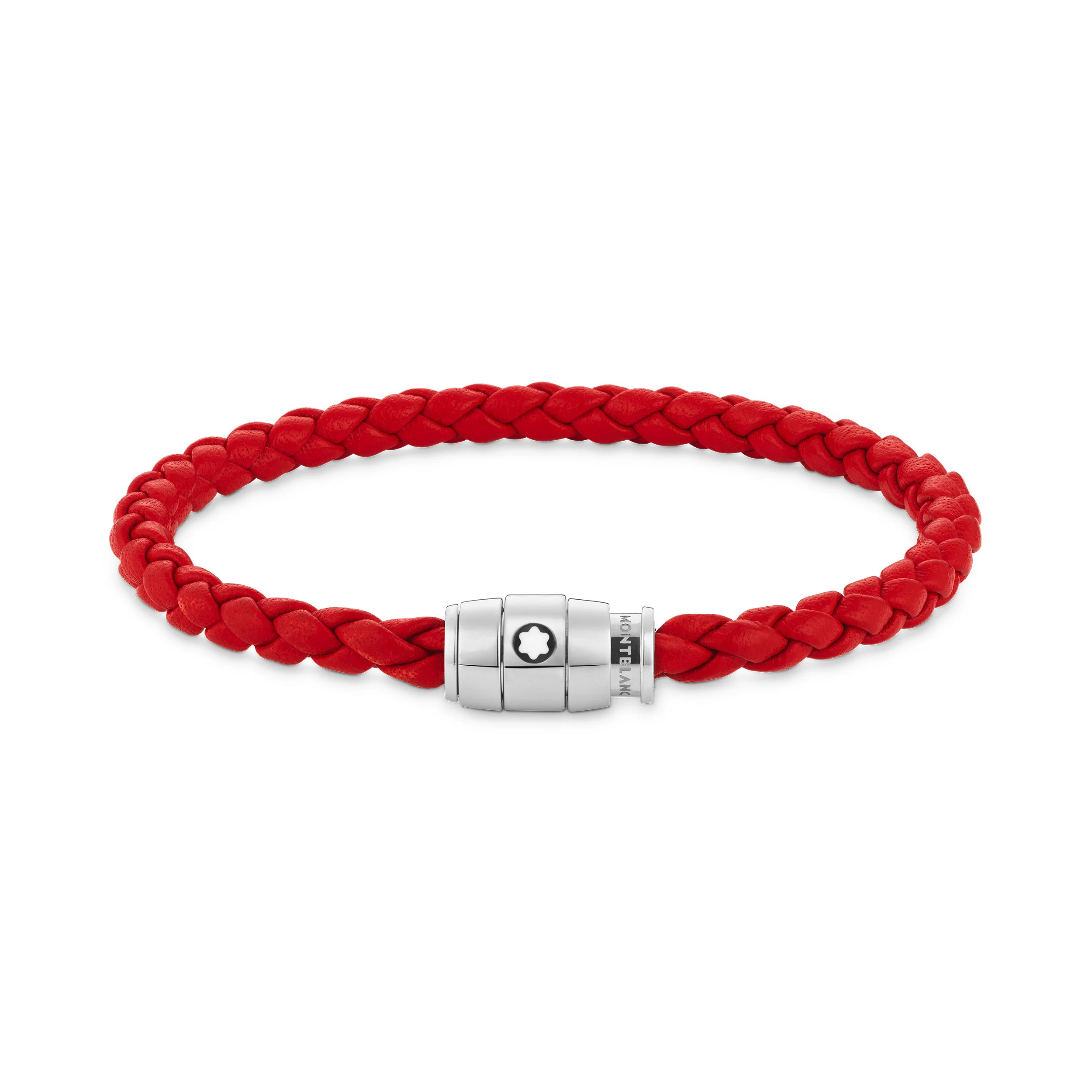 Bracelet Steel 3 rings closing and Red leather - 1