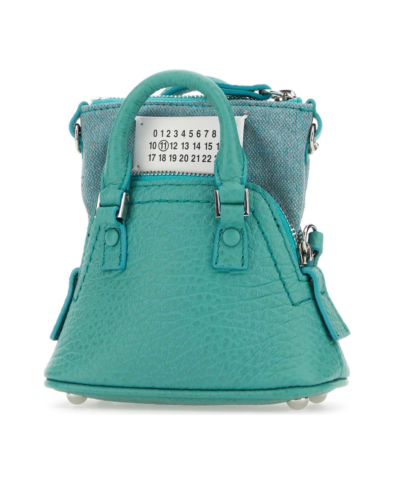 Sea Green Leather And Fabric 5ac Classique Baby Handbag - 2