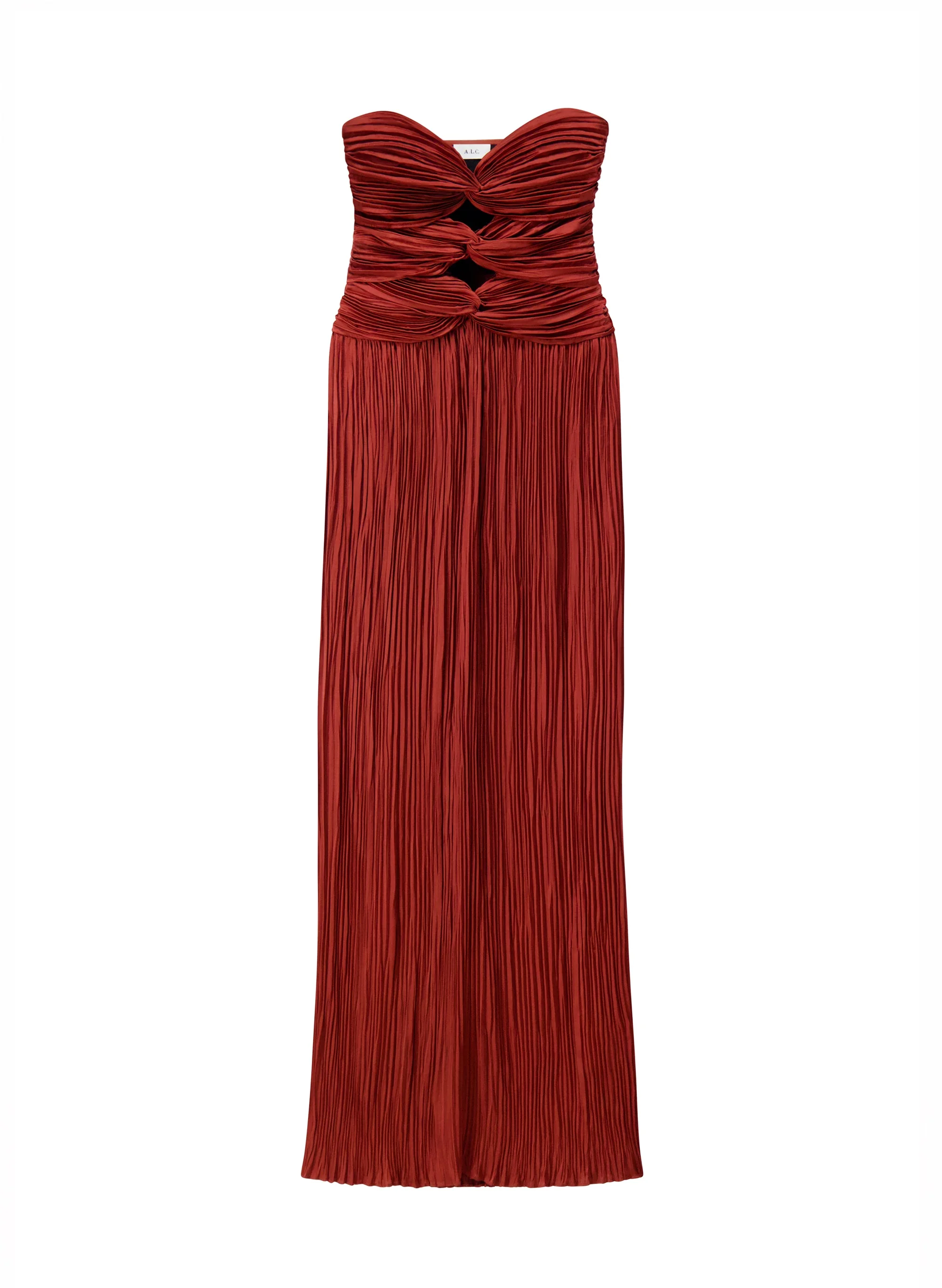 Brynn Strapless Pleated Satin Maxi Dress - 1