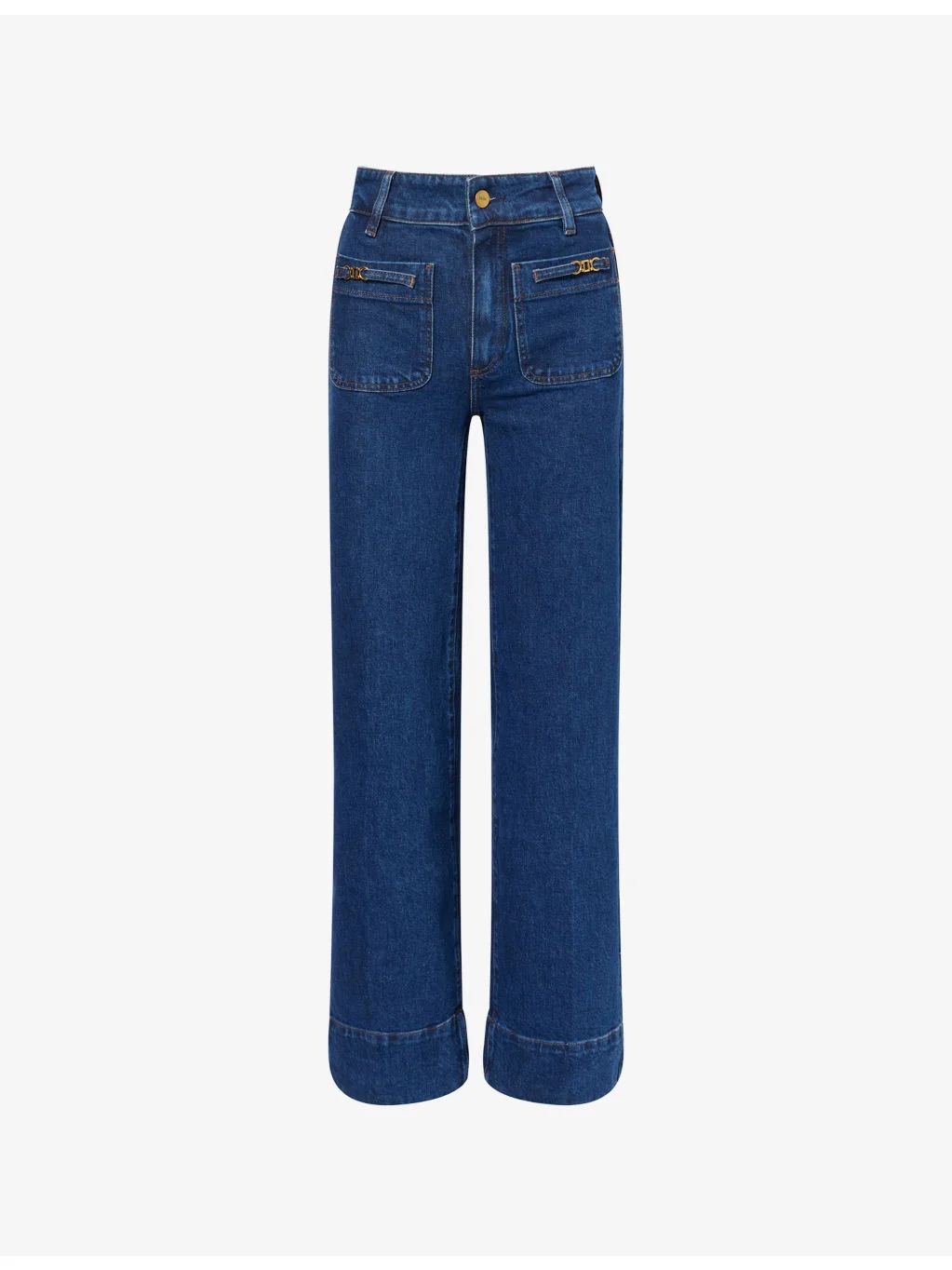 "Sasha 34"" Wide-Leg High-Rise Stretch-Denim Jeans" - 1