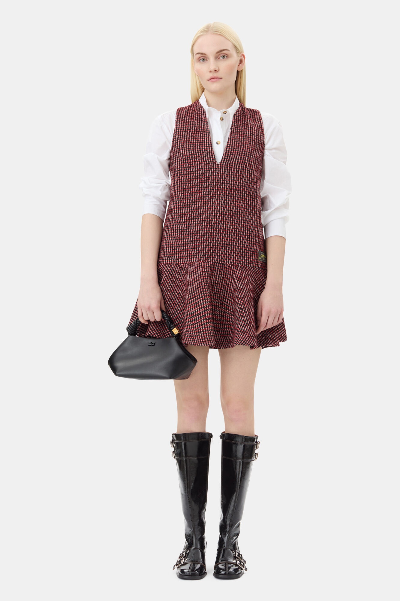RED CHECK MINI DRESS - 2