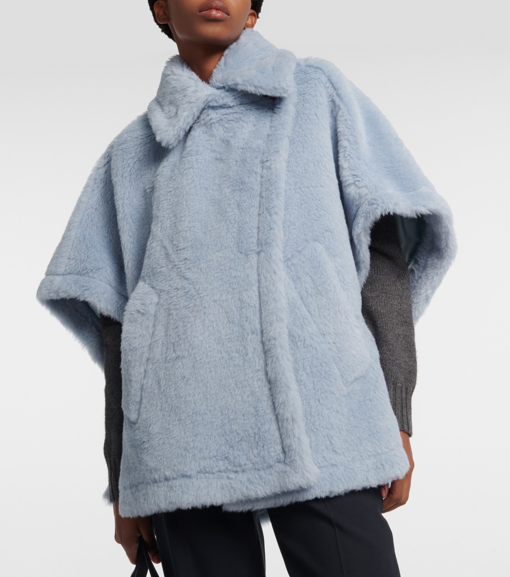 Tebe alpaca, wool, and silk teddy cape - 6