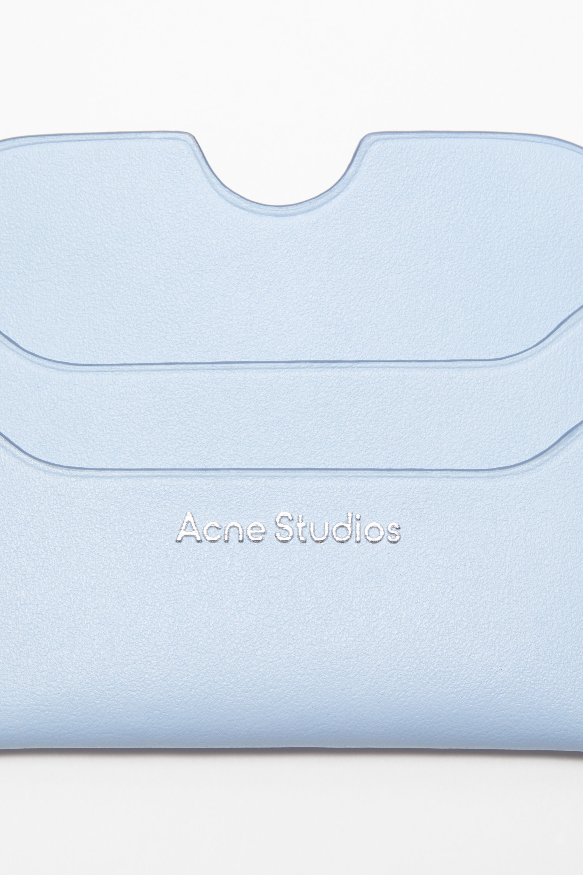 Leather card holder - Baby blue/brown - 5