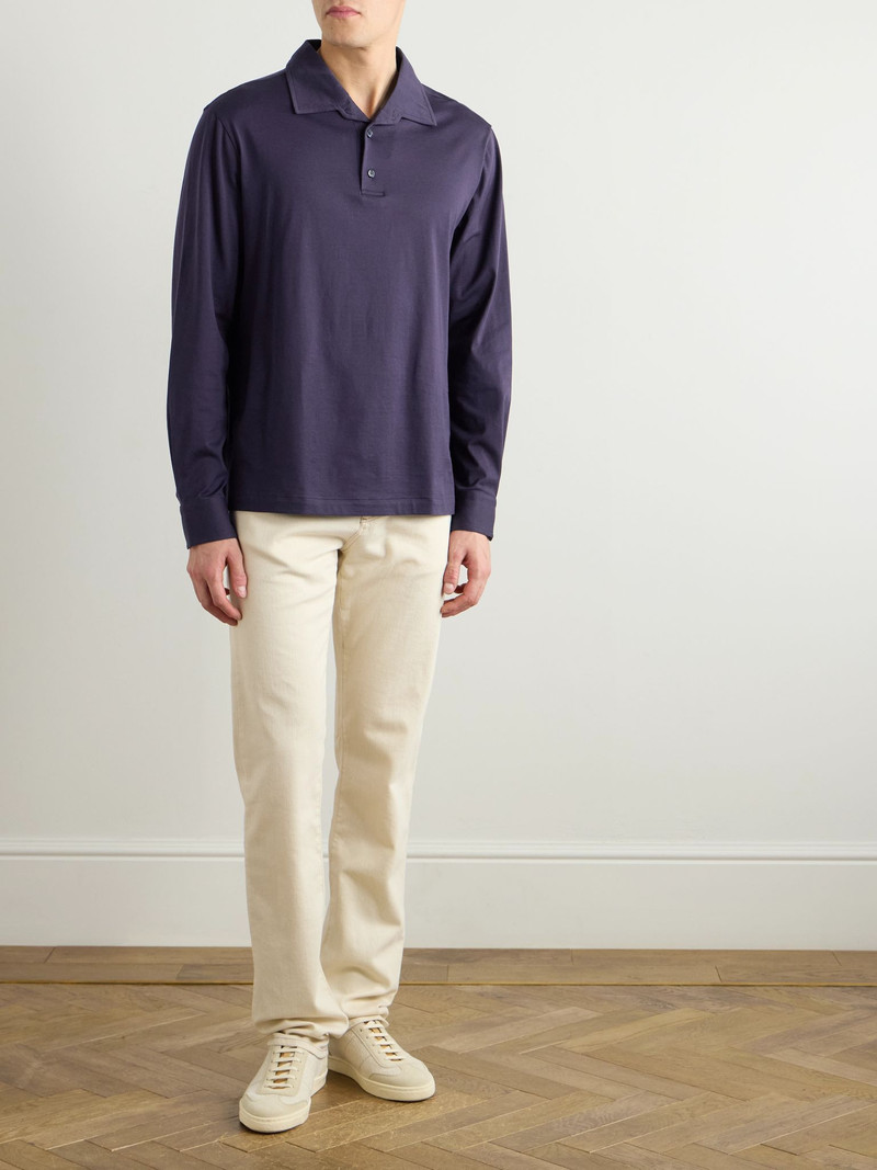 Brioni Slim-Fit Cotton Polo Shirt Purple outlook