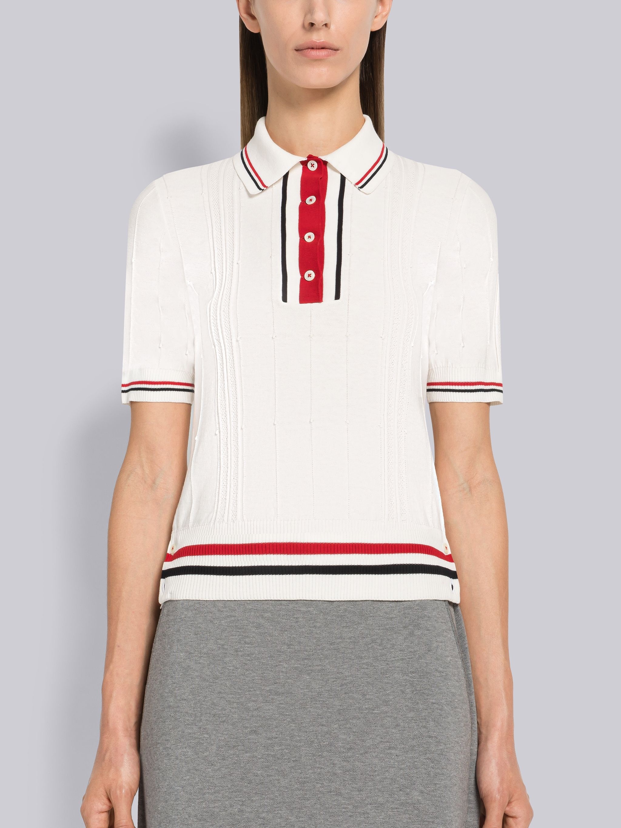High Twist Cotton Cricket Stripe Polo - 1