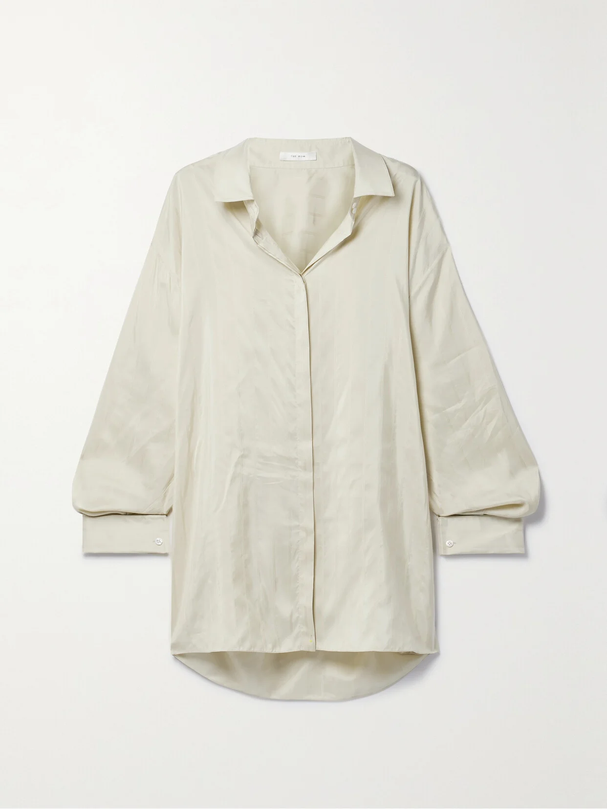 Nomoon Oversized Embroidered Striped Silk Shirt - 1